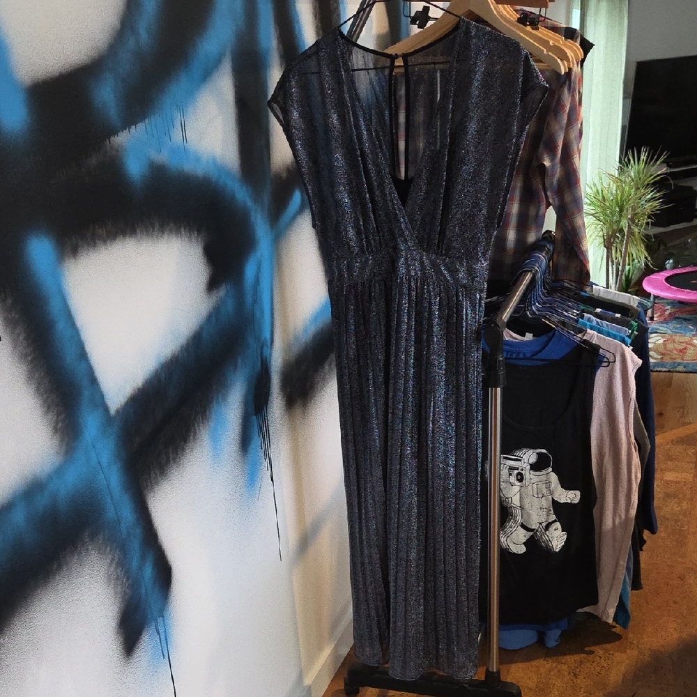 Moulinette Soeurs Shimmering Navy Maxi Dress